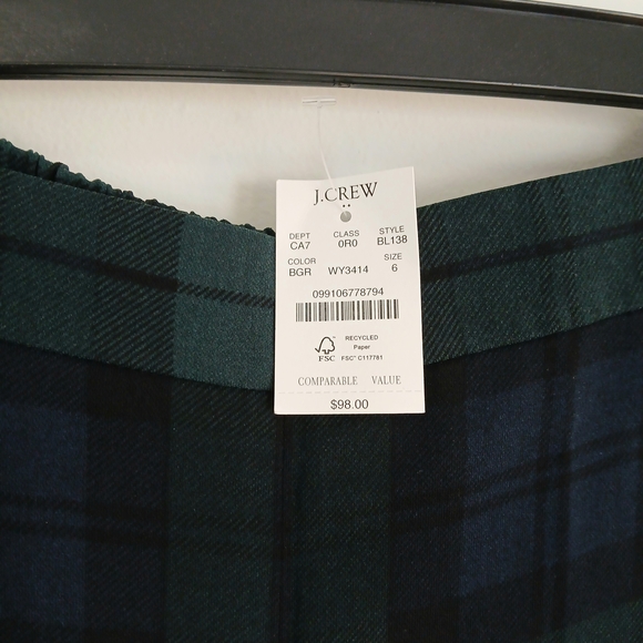 NWT π©βοΈJ Crew - Green, Blue, Black Watch Plaid Holland Pant - Size 6 - Picture 6 of 9